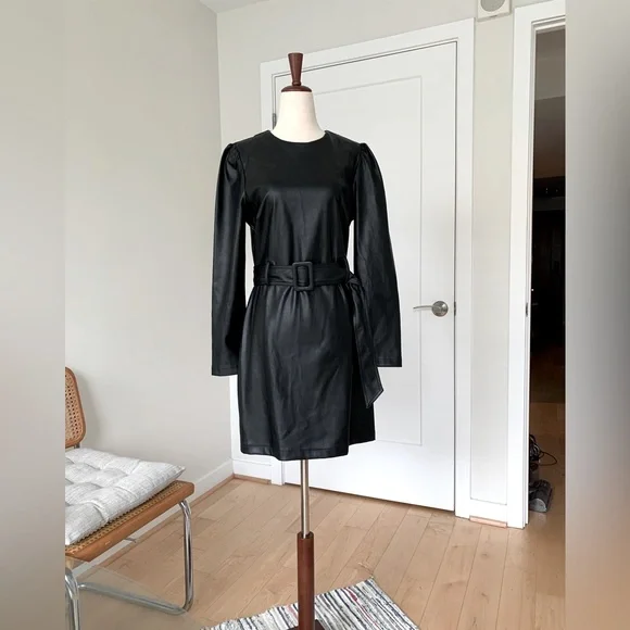 Lucy Paris Dresses | Lucy Paris Vegan Leather Belted Dress. Size Us Medium/ Eu 40 | Color: Black | Size: M | Natsume_Ny's Closet